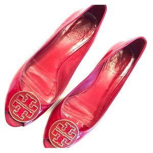 Authentic Tory Burch Red Peep Toe Wedge